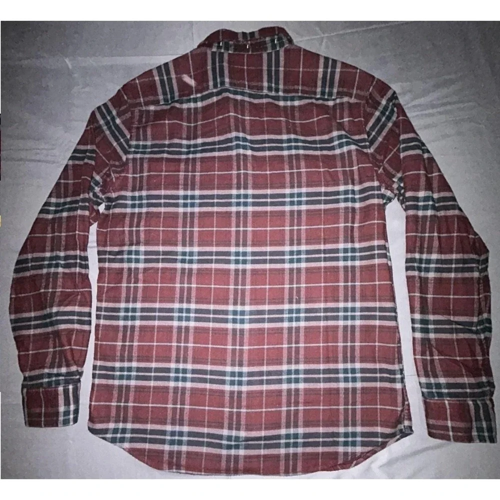 Banana Republic Shirt Mens Medium Red Plaid Flannel Long Sleeve Button Up‎